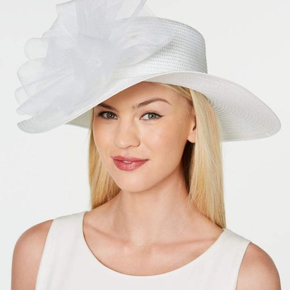 August Hats Accessories - FINE MILLINERY gathered tulle wide brim hat